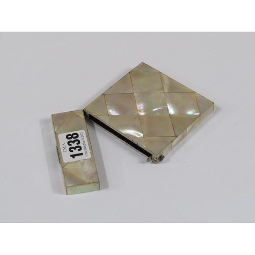 1338 - MOTHER OF PEARL VISITING CARD BOX, 11CM W