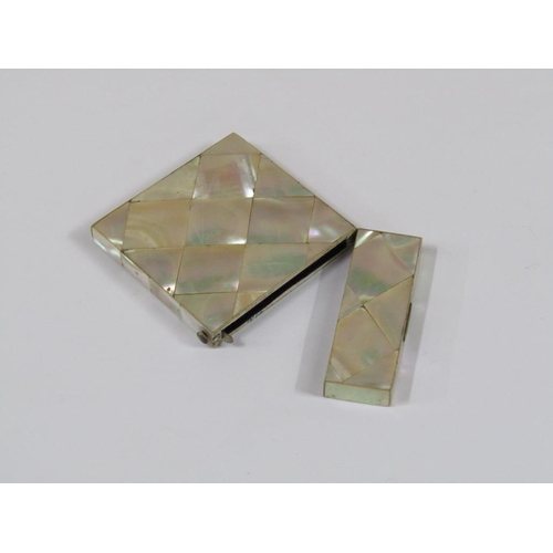 1338 - MOTHER OF PEARL VISITING CARD BOX, 11CM W