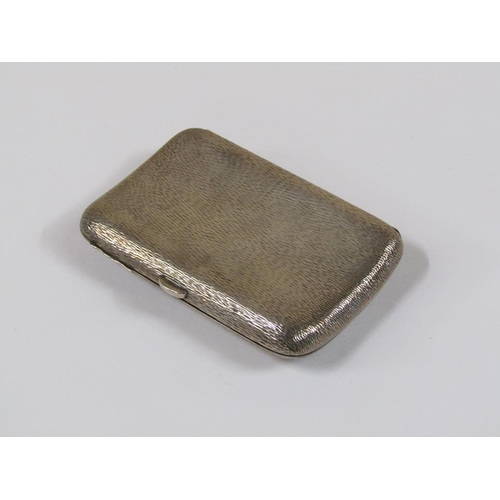 1343 - SILVER CHASED CURVED CIGARETTE BOX OF GILT INTERIOR, 12.5CM L