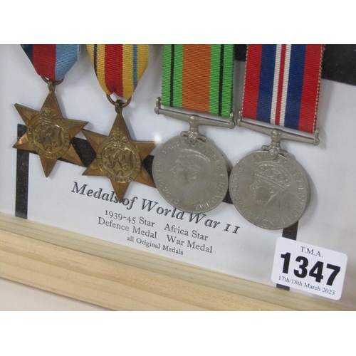 1347 - CASED MEDAL COLLECTION - MEDALS OF WW2 - 1939/45 AFRICA STAR, DEFENCE MEDAL, WAR MEDAL