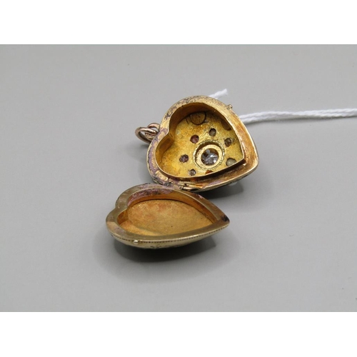 1360 - GOLD BLACK ENAMEL PEARL AND DIAMOND SET HEART SHAPED MEMORIAM PENDANT