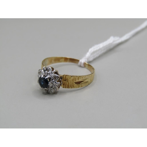 1372 - 18ct GOLD DIAMOND AND SAPPHIRE SET RING SIZE N