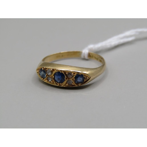 1379 - 18ct GOLD SAPPHIRE AND DIAMOND SET RING SIZE O