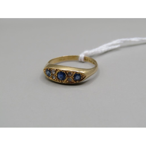 1379 - 18ct GOLD SAPPHIRE AND DIAMOND SET RING SIZE O