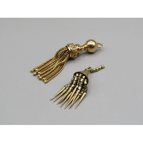 1393 - TWO GOLD TASSEL PENDANTS