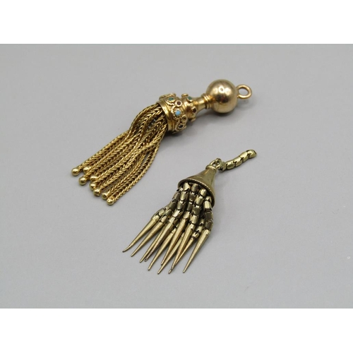 1393 - TWO GOLD TASSEL PENDANTS