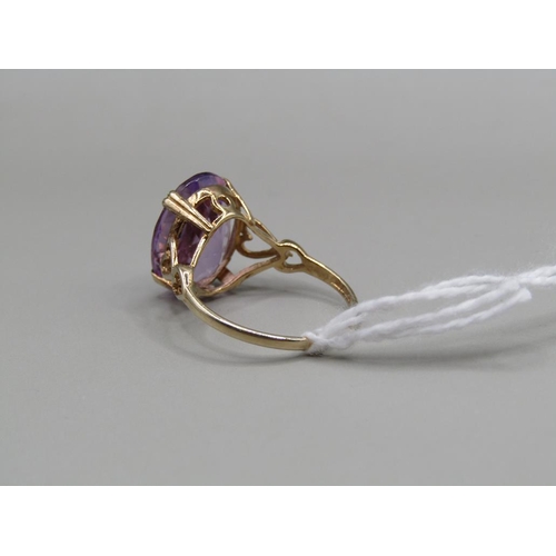 1405 - 9CT GOLD AMETHYST SET RING, SIZE L