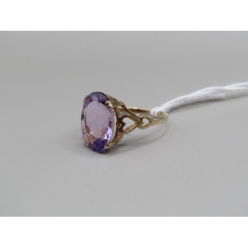 1405 - 9CT GOLD AMETHYST SET RING, SIZE L