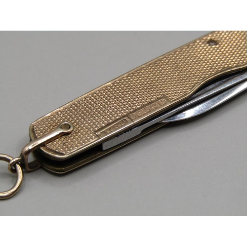 1416 - 9CT GOLD CASED POCKET KNIFE, 21.9g TOTAL