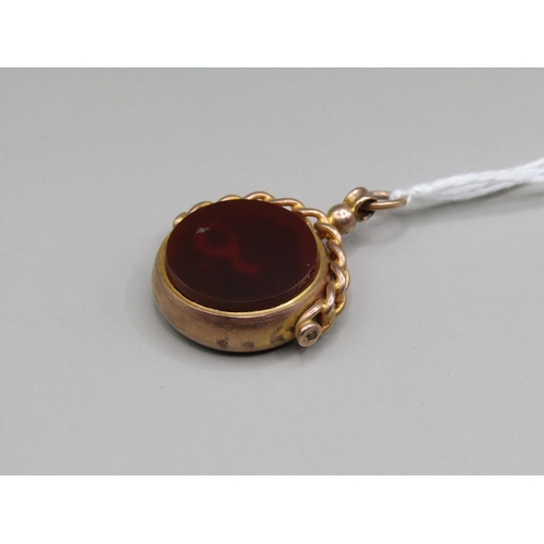 1418 - 9CT GOLD BLOODSTONE SET FOB