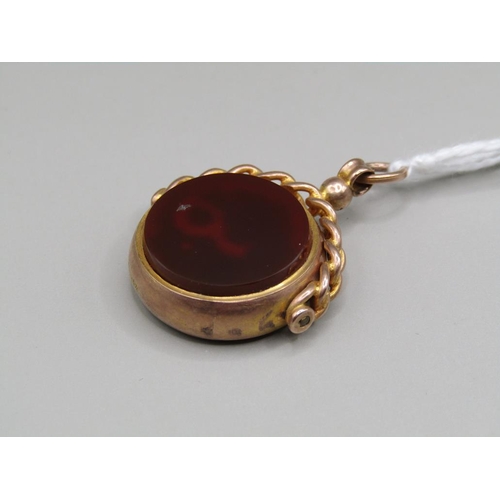 1418 - 9CT GOLD BLOODSTONE SET FOB