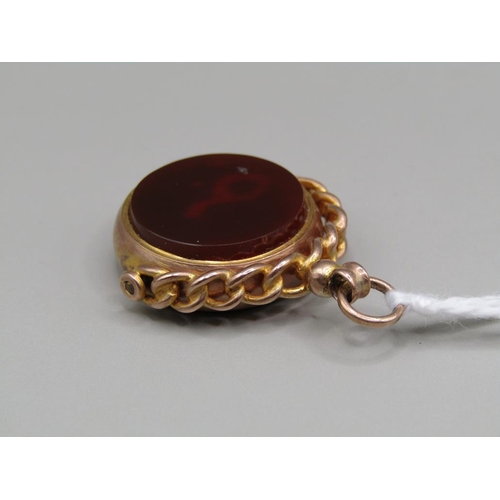 1418 - 9CT GOLD BLOODSTONE SET FOB