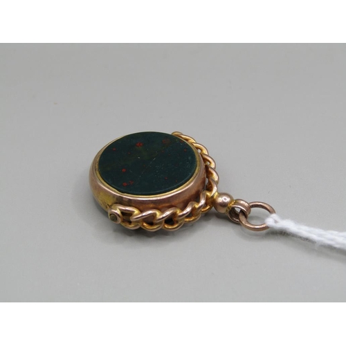 1418 - 9CT GOLD BLOODSTONE SET FOB