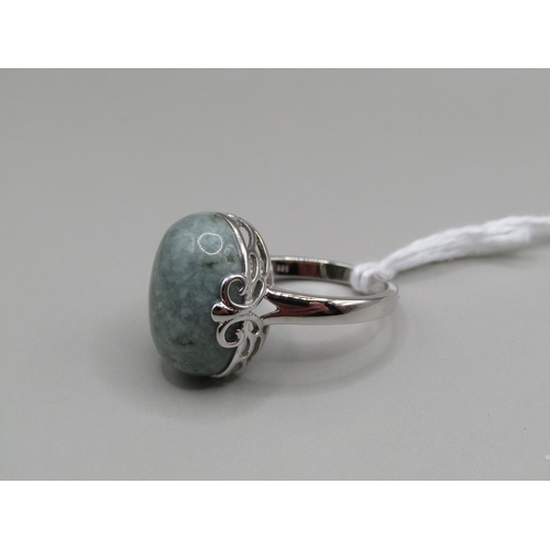 1430 - SILVER JADE RING, SIZE N 1/2