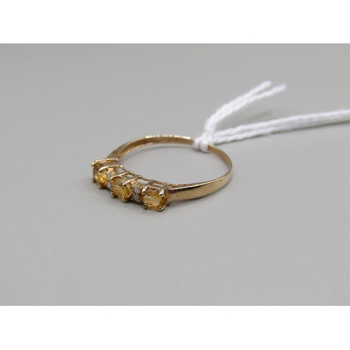 1436 - GOLD CITRINE & DIAMOND RING, SIZE M 1/2