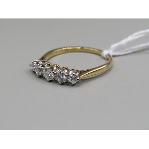 1446 - 18CT EDWARDIAN FIVE STONE DIAMOND SET RING, SIZE Q 1/2