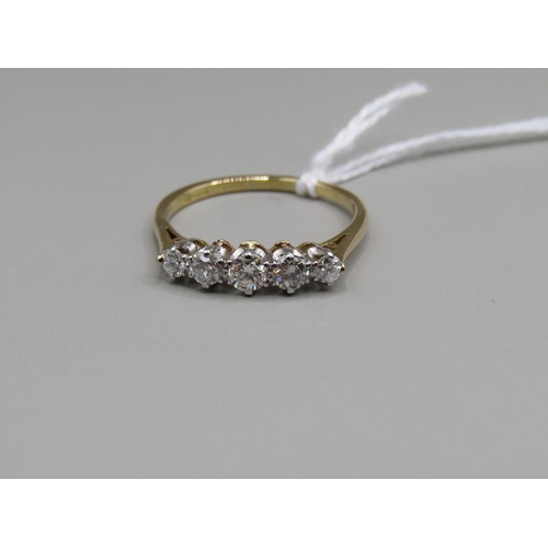 1446 - 18CT EDWARDIAN FIVE STONE DIAMOND SET RING, SIZE Q 1/2