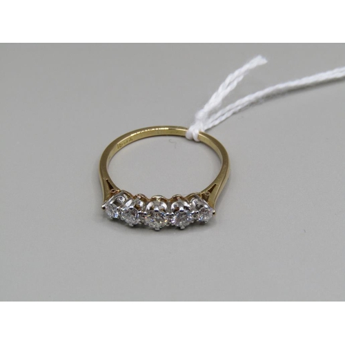 1446 - 18CT EDWARDIAN FIVE STONE DIAMOND SET RING, SIZE Q 1/2