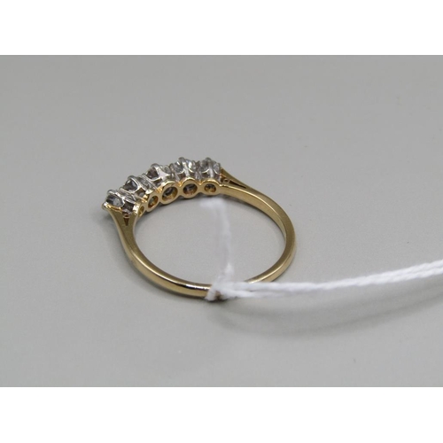 1446 - 18CT EDWARDIAN FIVE STONE DIAMOND SET RING, SIZE Q 1/2