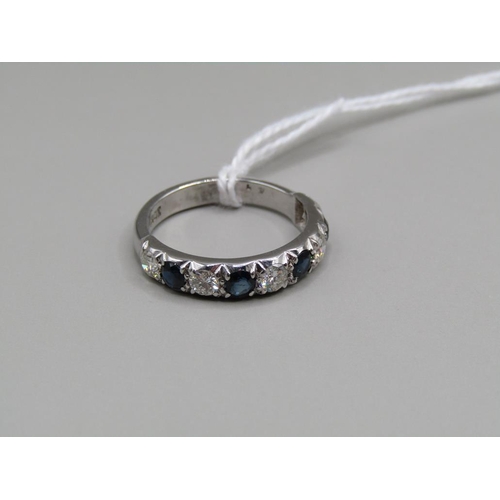 1447 - 18CT SAPPHIRE AND DIAMOND BAND, SIZE P 1/2