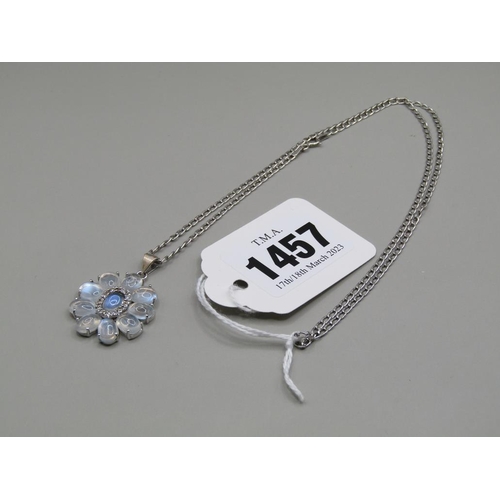 1457 - 18CT MOONSTONE AND DIAMOND NECKLACE