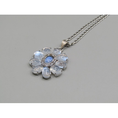 1457 - 18CT MOONSTONE AND DIAMOND NECKLACE