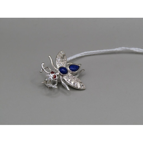 1460 - SILVER LAPIS LAZULI BEE BROOCH