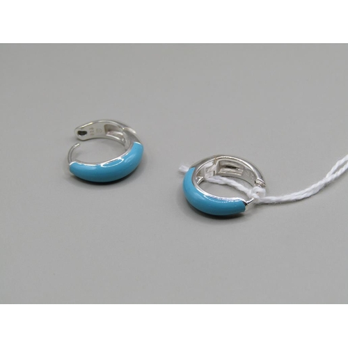 1462 - SILVER TURQUOISE ENAMEL EARRINGS