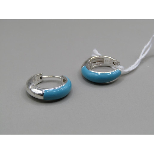 1462 - SILVER TURQUOISE ENAMEL EARRINGS