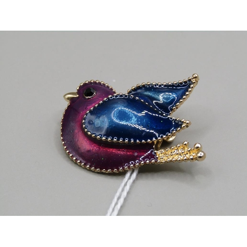 1463 - ENAMEL BLUEBIRD BROOCH