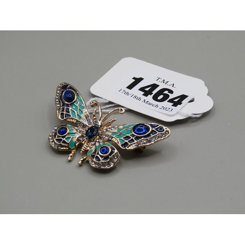 1464 - ENAMEL BUTTERFLY BROOCH WITH CRYSTAL SETTING