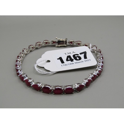 1467 - SILVER RUBY BRACELET WITH SAFETY CLASP