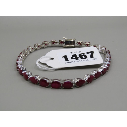 1467 - SILVER RUBY BRACELET WITH SAFETY CLASP