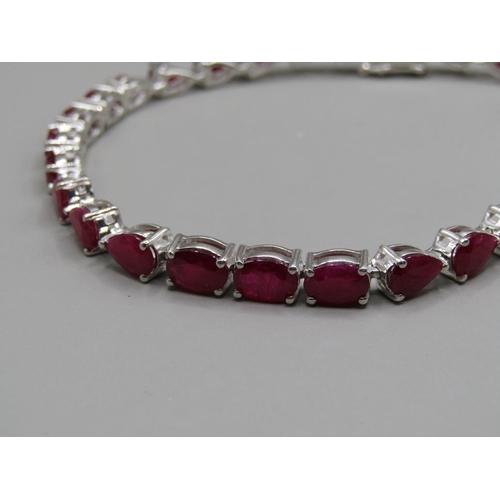 1467 - SILVER RUBY BRACELET WITH SAFETY CLASP