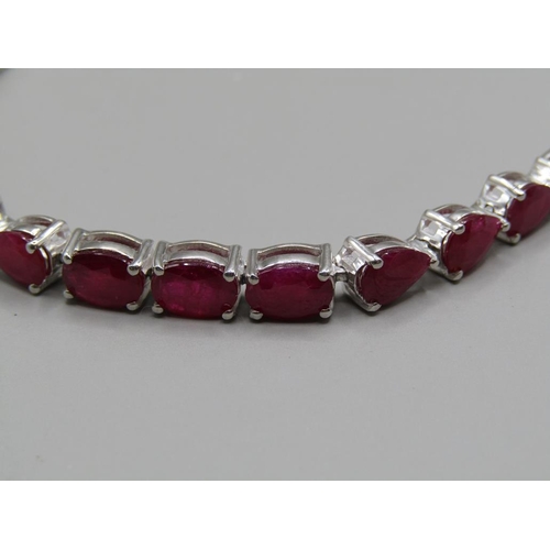 1467 - SILVER RUBY BRACELET WITH SAFETY CLASP