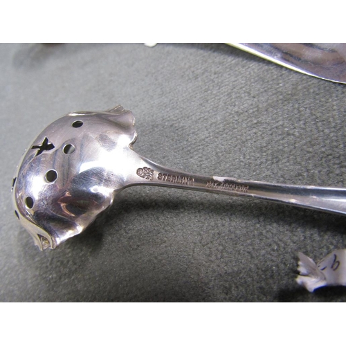 1428 - TWO SILVER LADLES; SIFTING SPOON