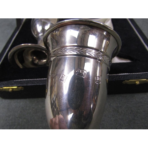 1520 - PAIR OF SILVER GOBLETS IN BOX, EACH 11CM H