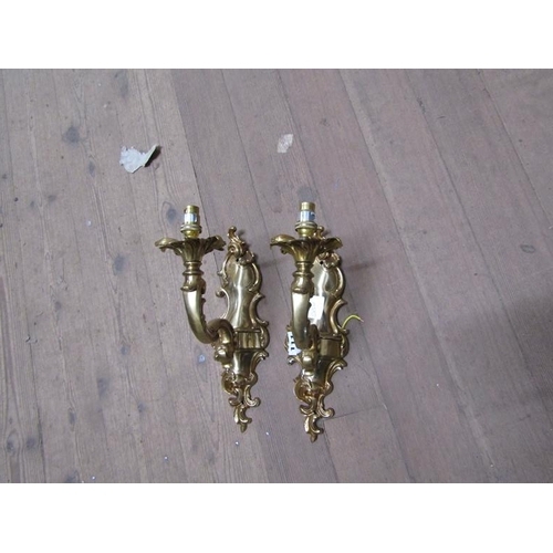 111 - PAIR OF CAST GILT METAL ROCOCO STYLE WALL LIGHTS