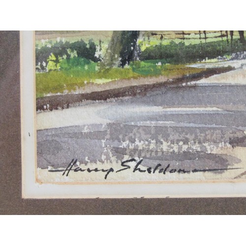 1180A - HARRY SHELDON SPRINGTIME, WATEREND SIGNED WATERCOLOUR F/G 17 x 26 cms