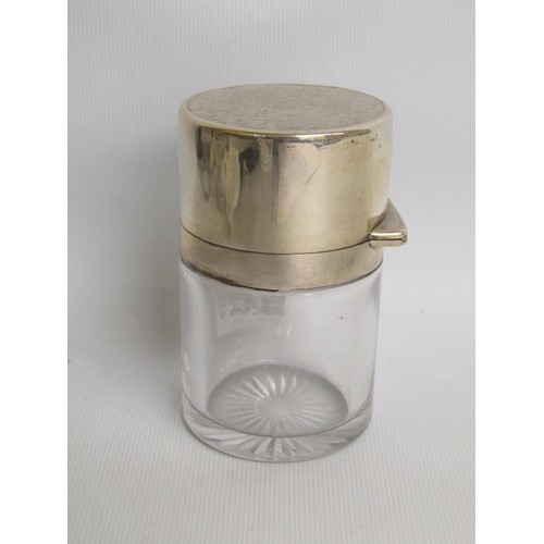 1429 - SILVER MOUBTED SALTS BOTTLE, 10CM H