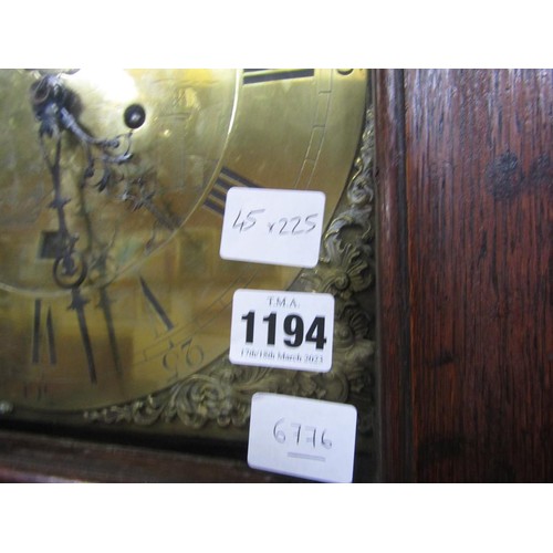 1194 - GEORGIAN OAK LONGCASE CLOCK - THOMAS WALESBY, HORNCASTLE