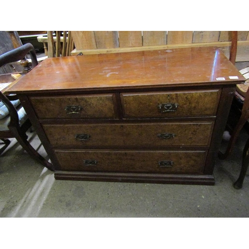 600 - VICTORIAN WALNUT CHEST OF TWO SHORT AND TWO LONG DRAWERS