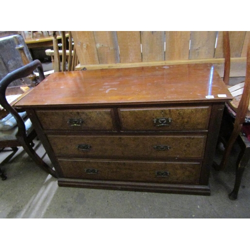 600 - VICTORIAN WALNUT CHEST OF TWO SHORT AND TWO LONG DRAWERS