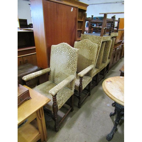 631 - EIGHT OAK UPHOLSTERED DINING CHAIRS