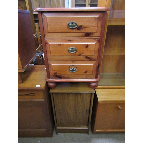 634 - CUPBOARD; PINE THREE DRAWER CHEST