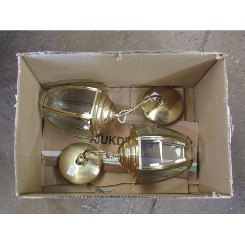 644 - TWO BRASS LANTERNS