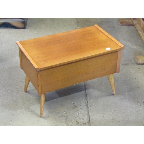 662 - TEAK SEWING BOX; STOOL