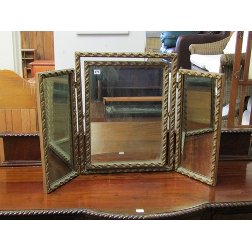 670 - GILT TRIPTYCH MIRROR