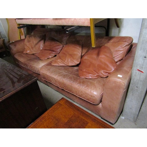 696 - LEATHER THREE SEATER SOFA