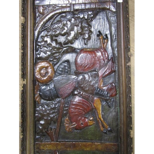 156 - LARGE FRAMED PANEL DECORATED WITH KNIGHTS